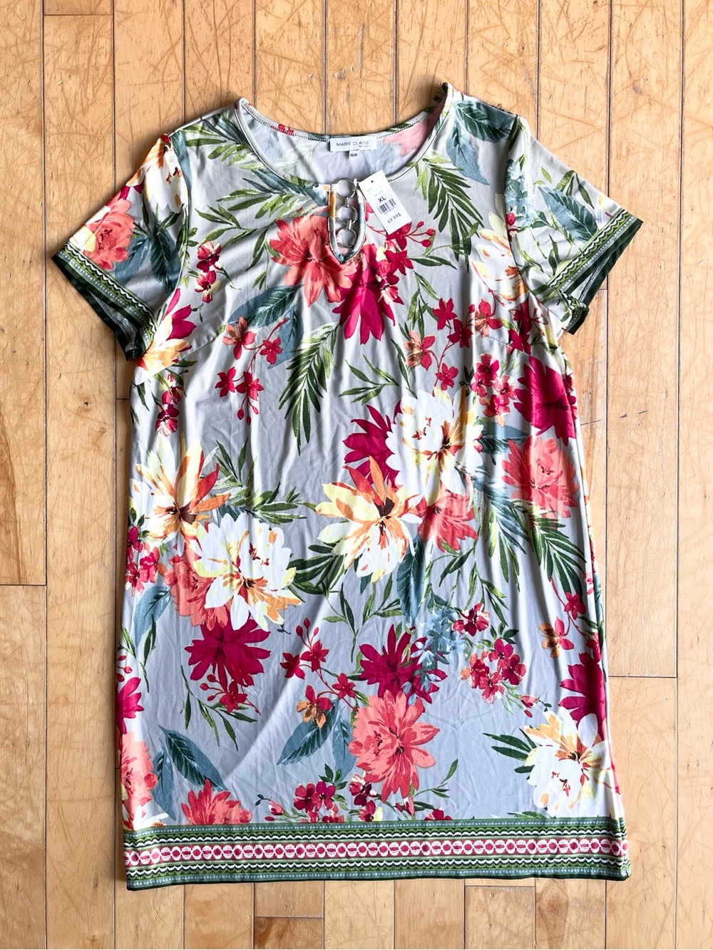 Marie Claire Boutiques NEW Summer Floral Print Dress Short Sleeves Size XL